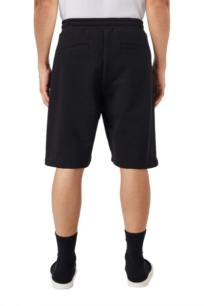 Diesel black drawstring shorts with front pockets, knee length