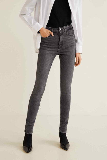 MANGO open grey slim jeans with straight leg and five-pocket design
