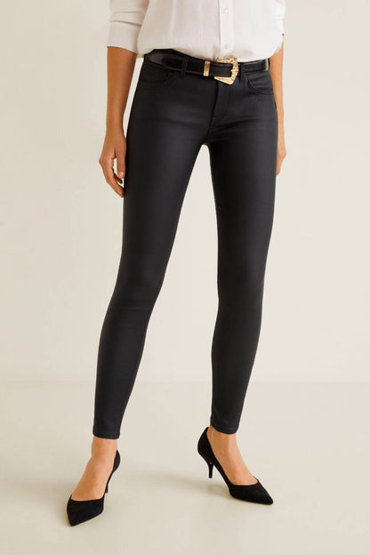 MANGO black skinny jeans with button-and-zip fly, belt loops, and ankle-length fit