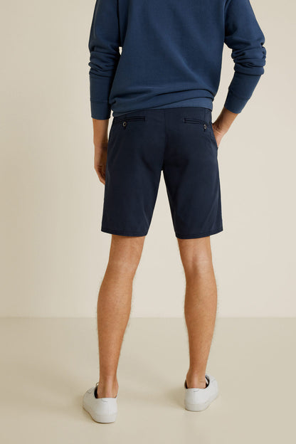 Mango navy chino shorts, straight fit with belt loops and back pockets