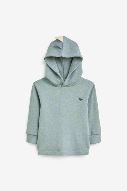 Light teal pullover hoodie with hood and small chest logo