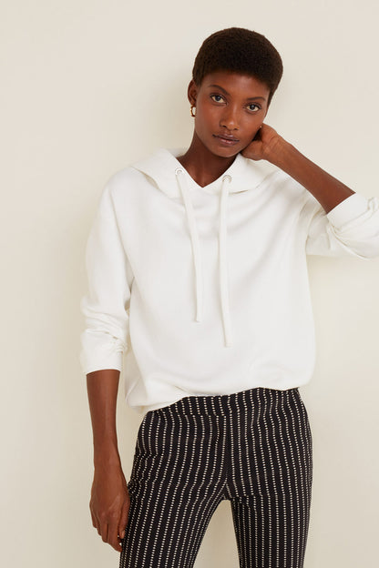 Black pinstripe trousers with elastic waistband, belt loops, slim fit