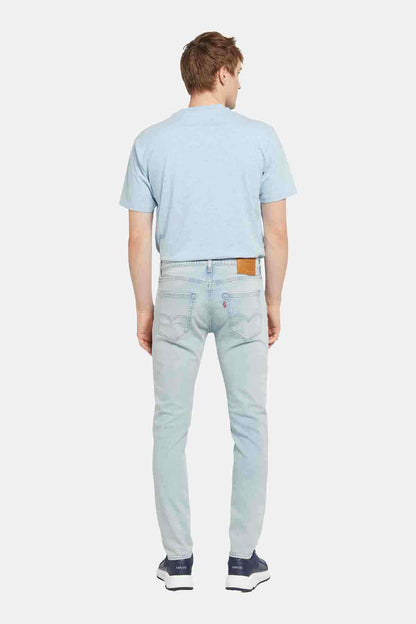 Back view of Levi's light wash denim jeans, straight leg