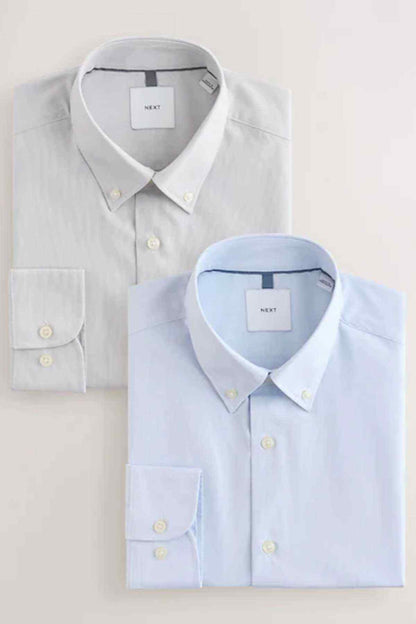 NEXT button-up shirt, light blue, pointed collar, white buttons