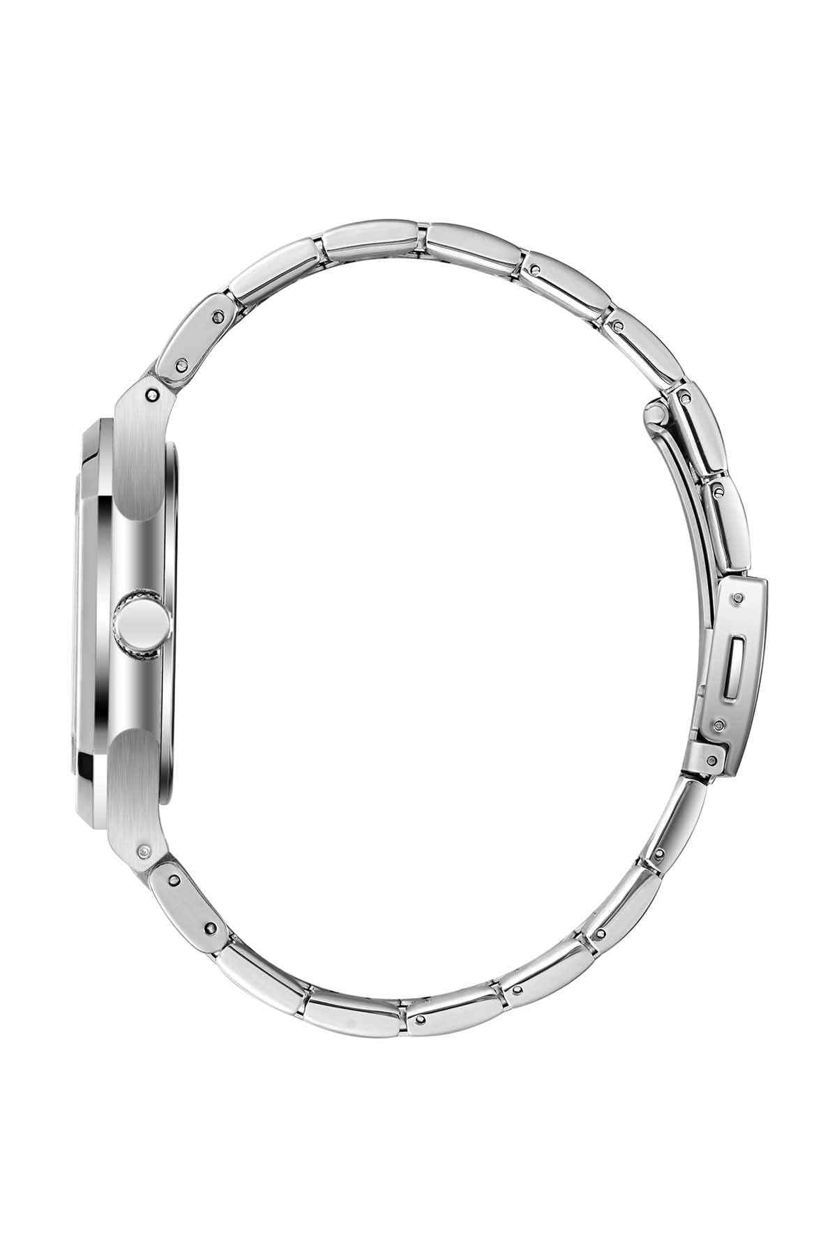 Lee Cooper silver metal watch case and bracelet, side profile view