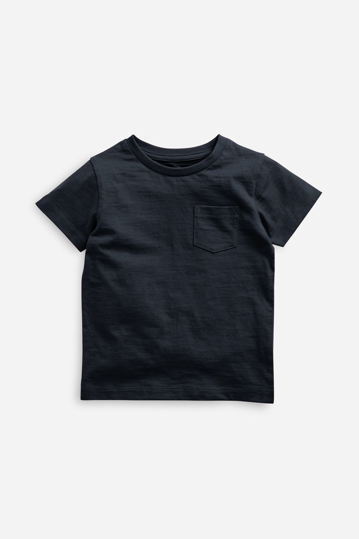 Kids short-sleeve T-shirt, dark blue, crew neck, single chest pocket