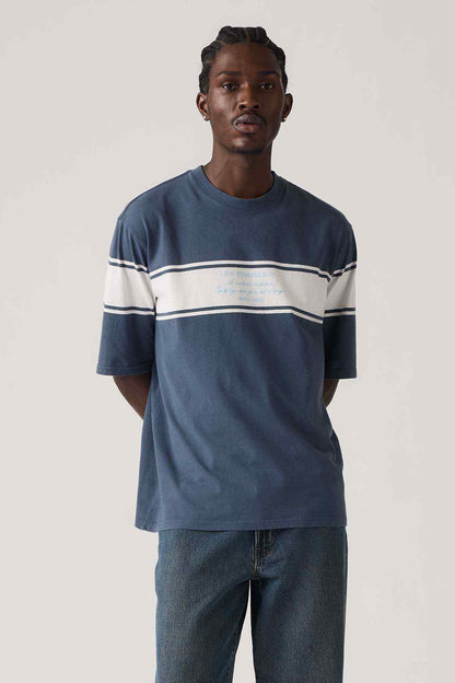 Levi's striped crewneck T-shirt, short sleeves, blue with white chest stripe
