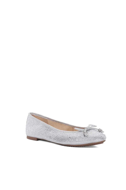 Dune London silver glitter ballet flat with bow detail and low sole