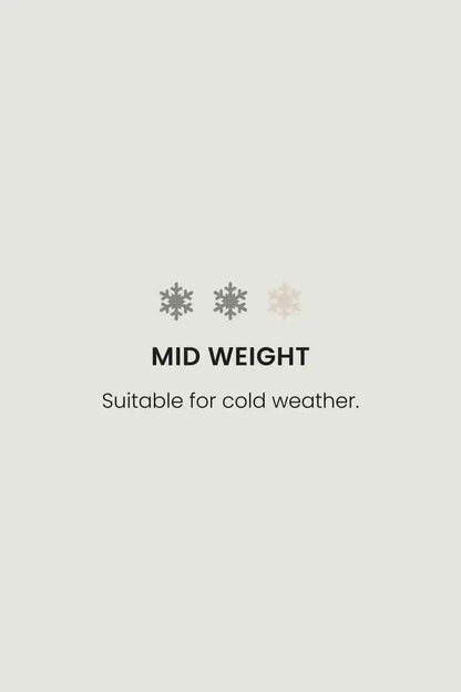 Mid weight cold-weather suitability graphic with snowflake icons