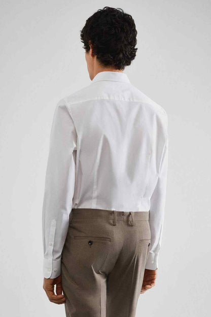 MANGO white button-up dress shirt, back view, pointed collar, long sleeves