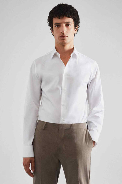 MANGO white button-up dress shirt, pointed collar, long sleeves