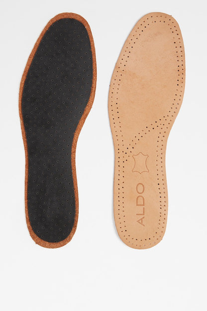 Leather insoles with ALDO branding, pair shown with black and tan underside