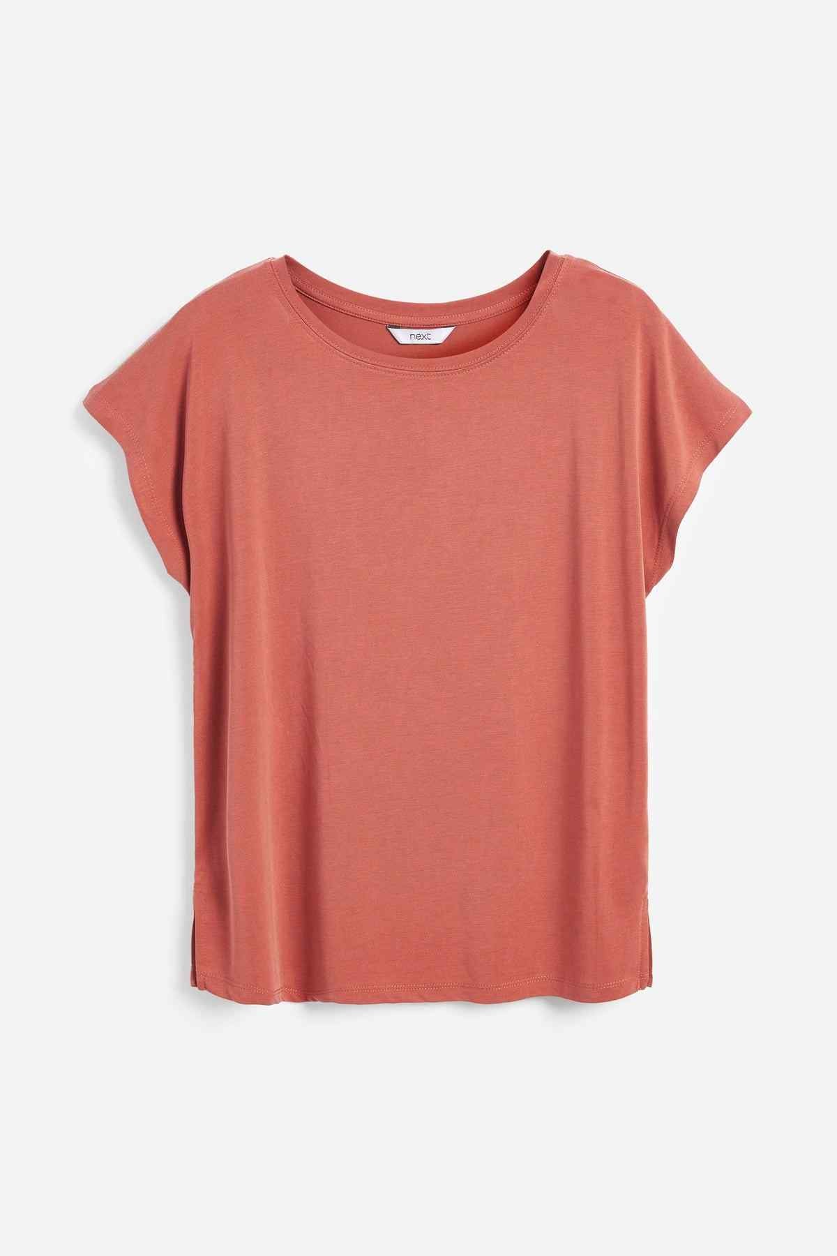 NEXT short-sleeve crewneck T-shirt in rust orange