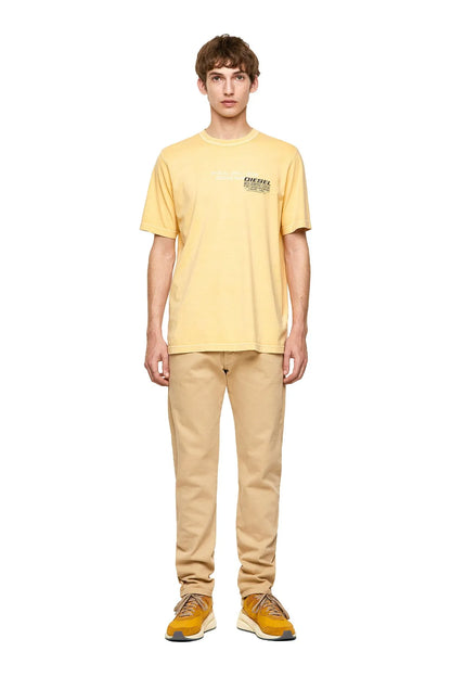 Diesel yellow crew-neck graphic T-shirt, short sleeves