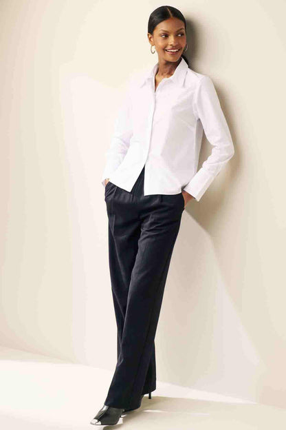 NEXT white button-up shirt with long sleeves and point collar, front view