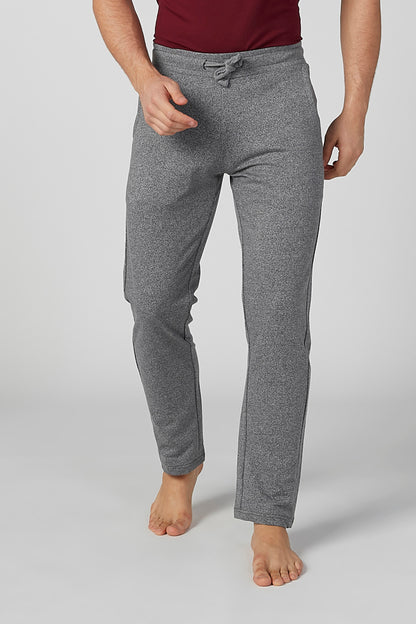 Splash pants in heather gray with drawstring waistband and cuffed tapered legs