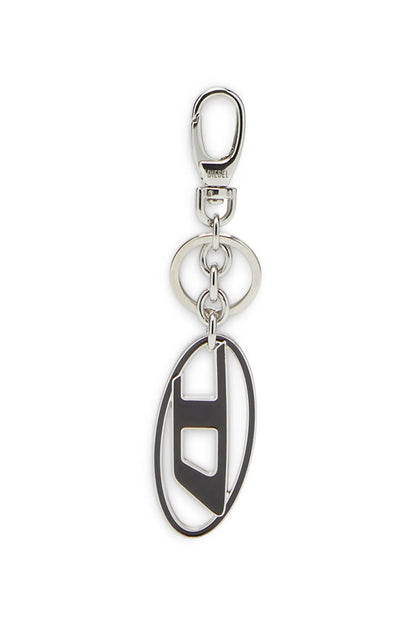 Metal Diesel keychain with black oval tag, white rectangles, and silver chain ring clasp