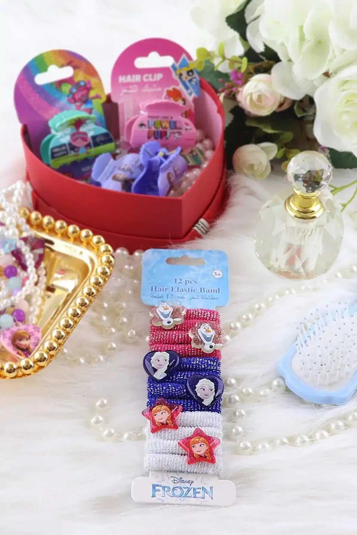 Frozen hair elastic band set in retail pack, multicolor character pattern