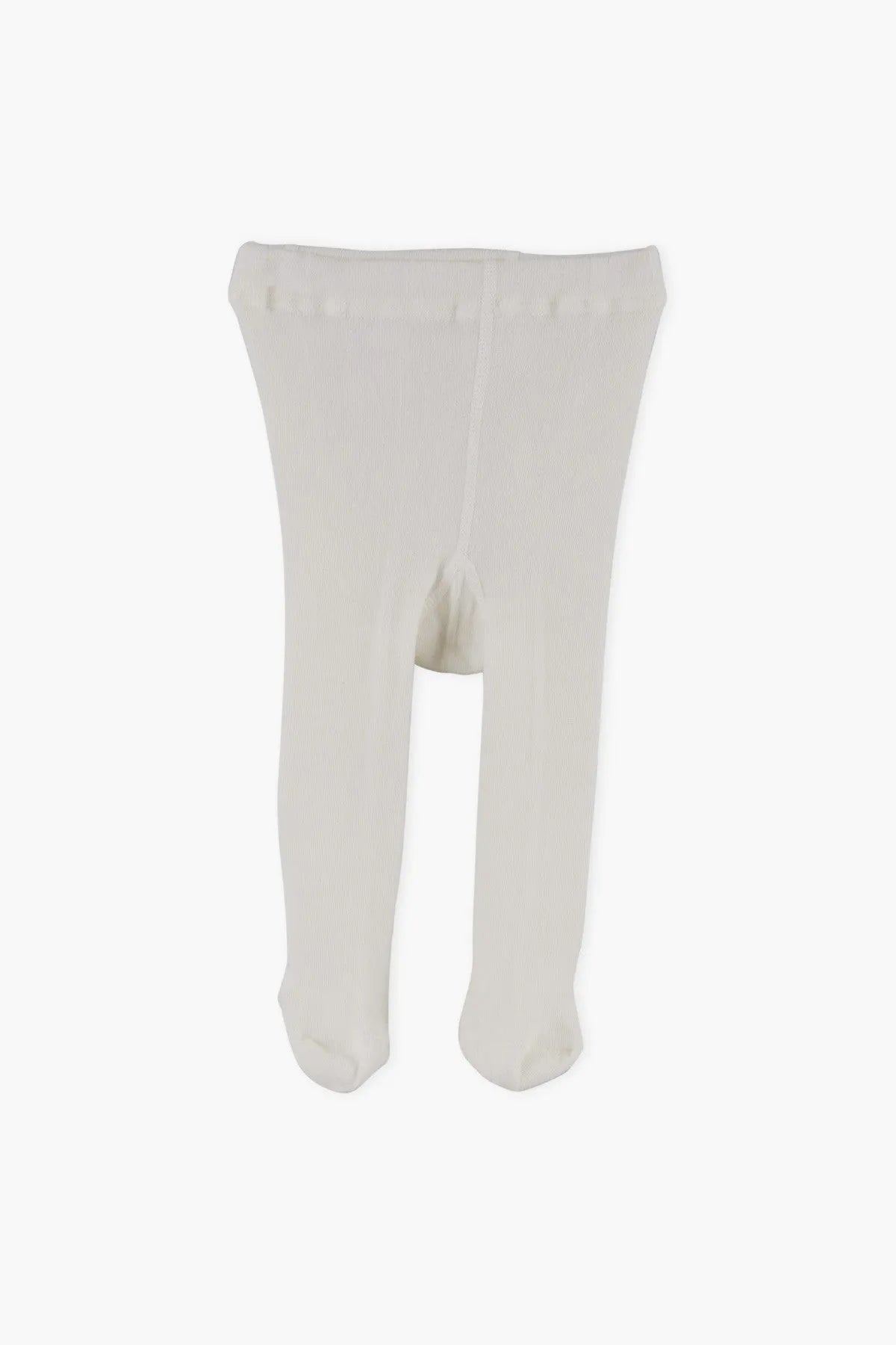 Cream baby leggings with elastic waistband