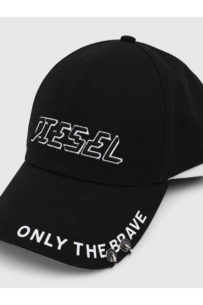 Black Diesel cap with DIESEL graphic and ONLY THE BRAVE side text