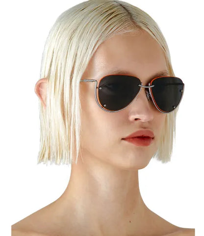 Diesel cat-eye sunglasses with dark lenses and orange metal rims