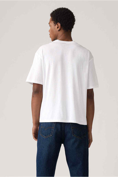 White T-shirt back view, short sleeves, crew neck