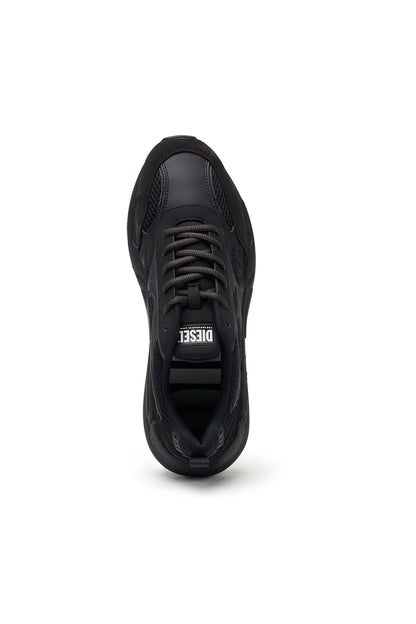 Black Diesel lace-up sneaker heel and collar with padded interior