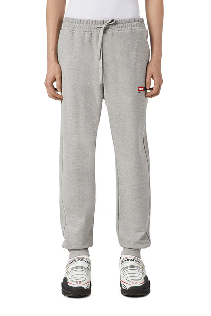 Diesel grey sweatpants with drawstring waist and side logo patch