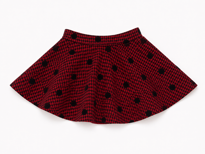 Red and black printed skater skirt with flared hem