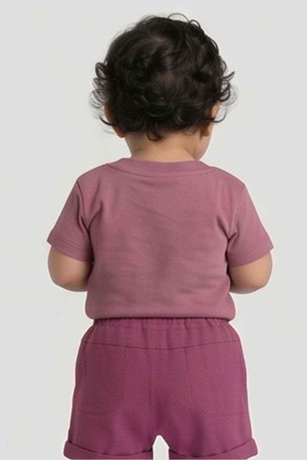BABYSHOP baby shorts back view in deep mauve elastic waistband
