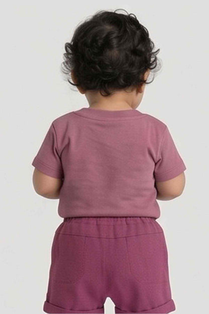 BABYSHOP baby shorts back view in deep mauve elastic waistband