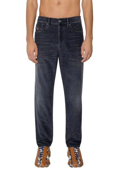 Diesel dark-wash denim jeans with straight leg, button fly and belt loops