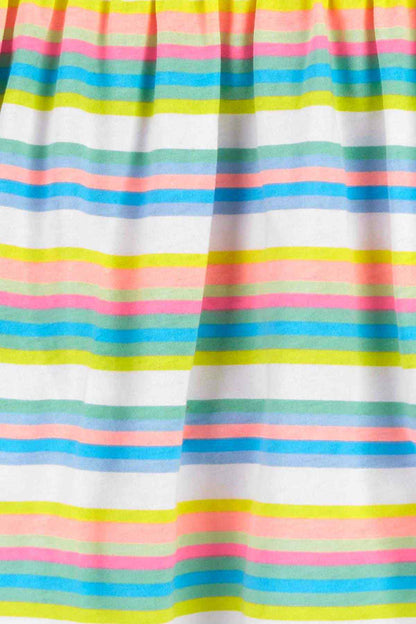 Multicolor striped girls' sleeveless tank dress with rounded neckline