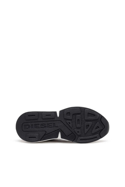 Treaded black rubber outsole with embossed logo