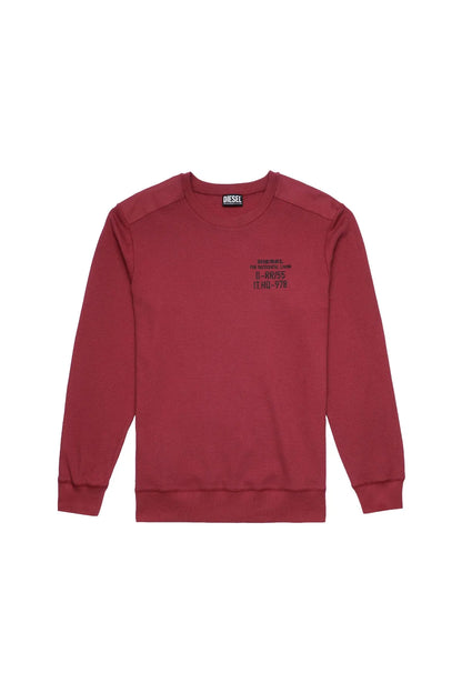 Maroon crewneck sweatshirt with Diesel chest logo print