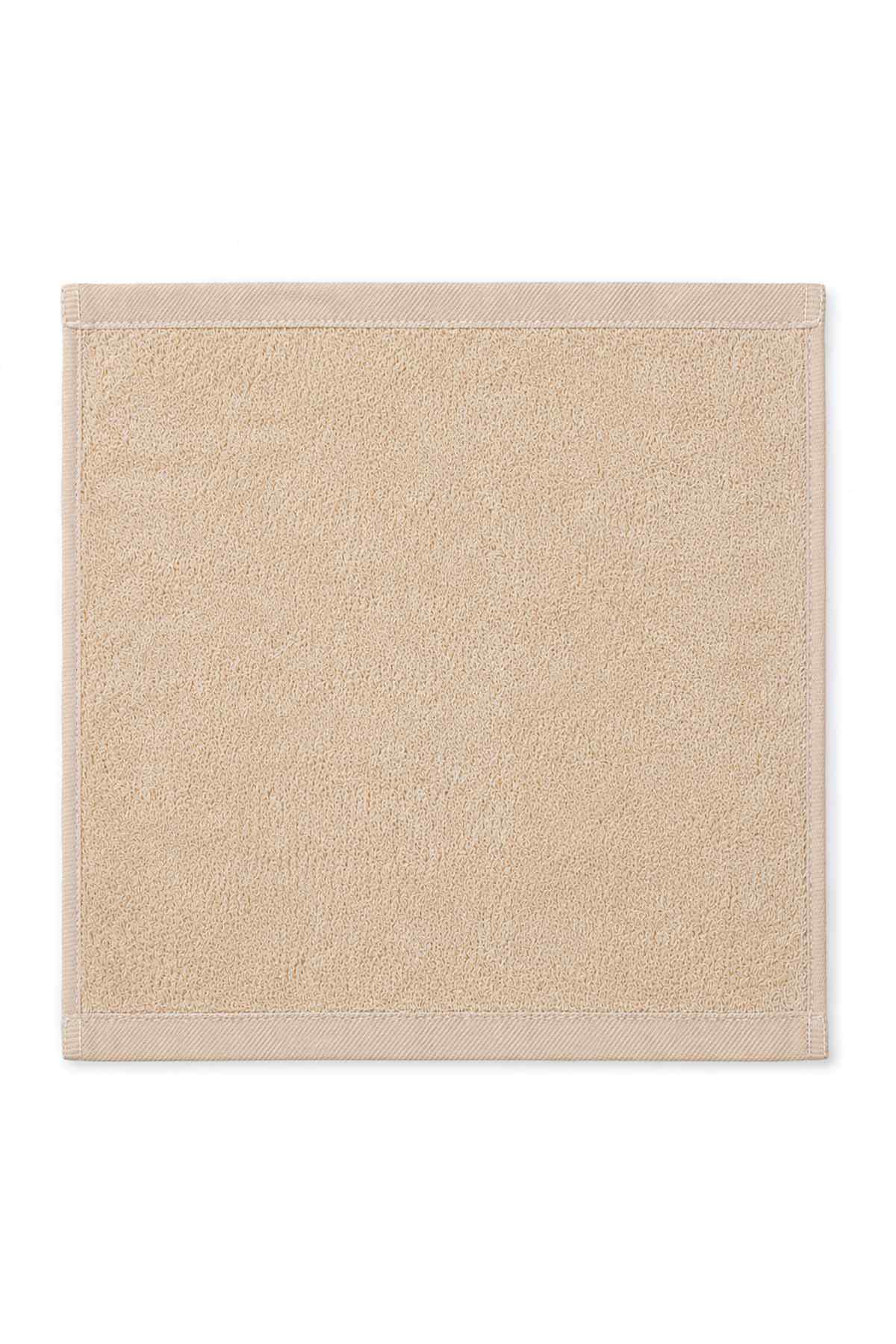 Plain baby washcloth square in light tan with stitched border