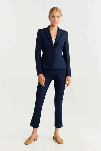 Navy tailored blazer and matching straight-leg trousers set