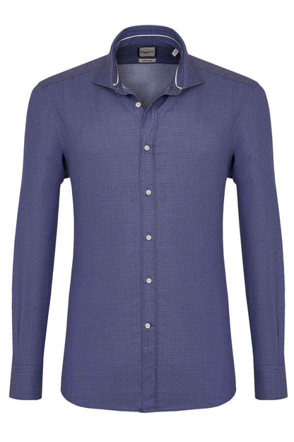 Camicissima men's navy dress shirt with button-front and long sleeves