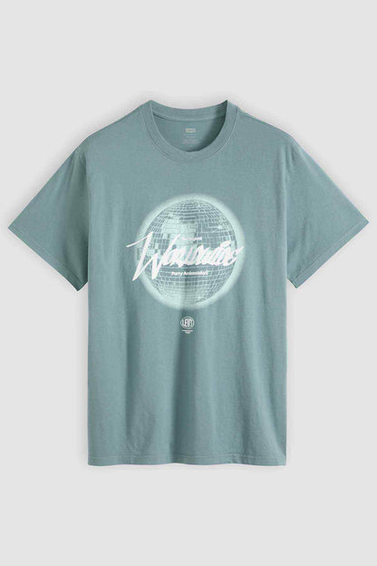 Levi's sea green crewneck T-shirt with globe graphic