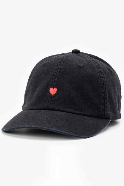 Levi's black baseball cap with small red heart patch on front