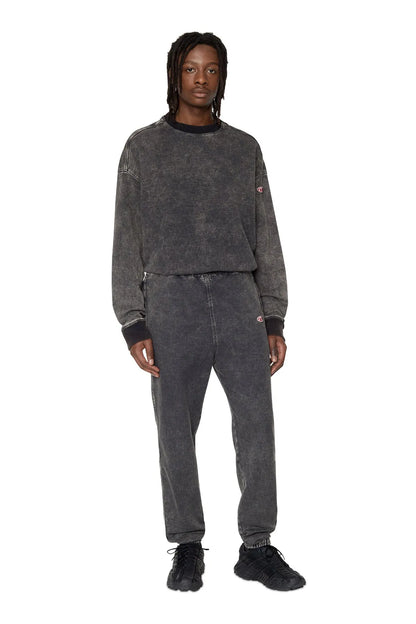 Diesel dark grey crewneck sweatshirt with ribbed cuffs and ribbed hem