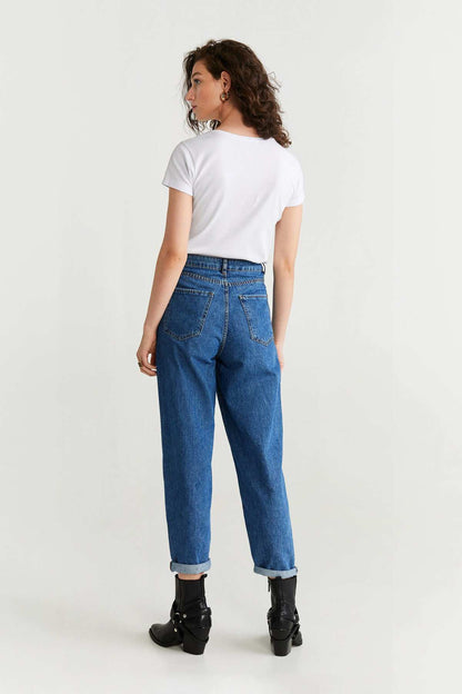 White crew-neck T-shirt with short sleeves, no visible front print