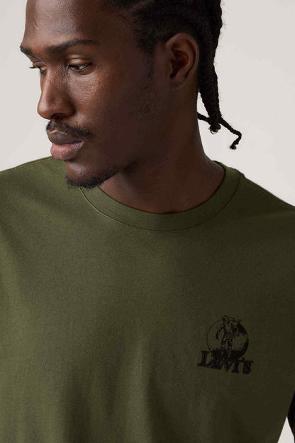 Levi's olive long-sleeve T-shirt, crew neck with chest logo