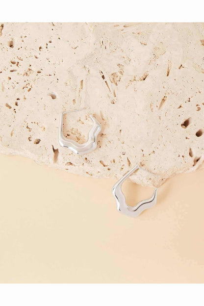 Pair of silver hoop earrings, open circular hoops with hinged clasp
