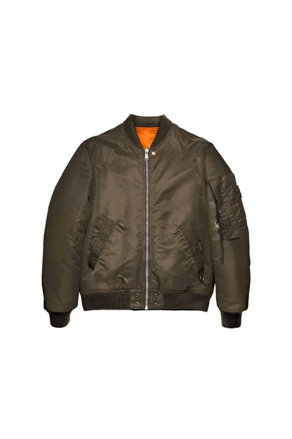 Diesel olive bomber jacket, stand collar, zip front, ribbed cuffs