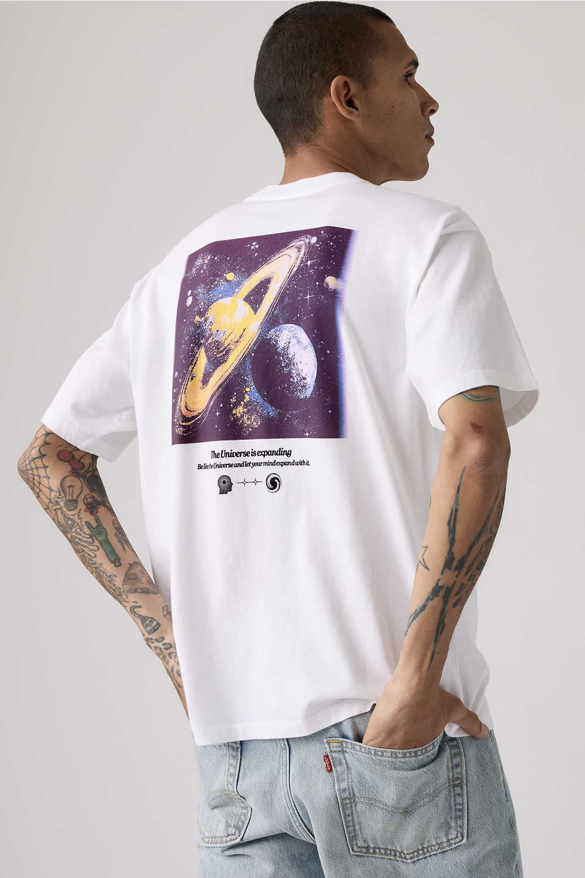 Levi's white T-shirt with colorful back graphic print