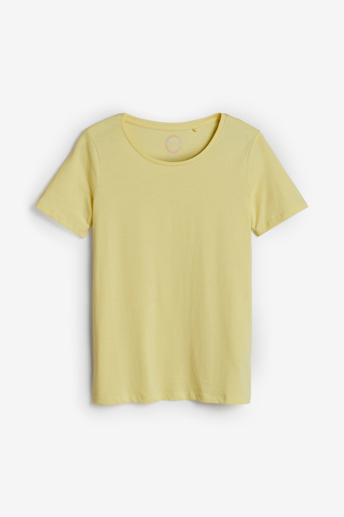 Yellow short-sleeve T-shirt with crew neck