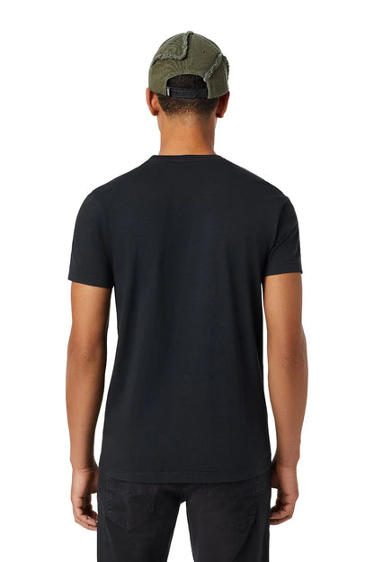 Diesel black crewneck T-shirt, plain back view.