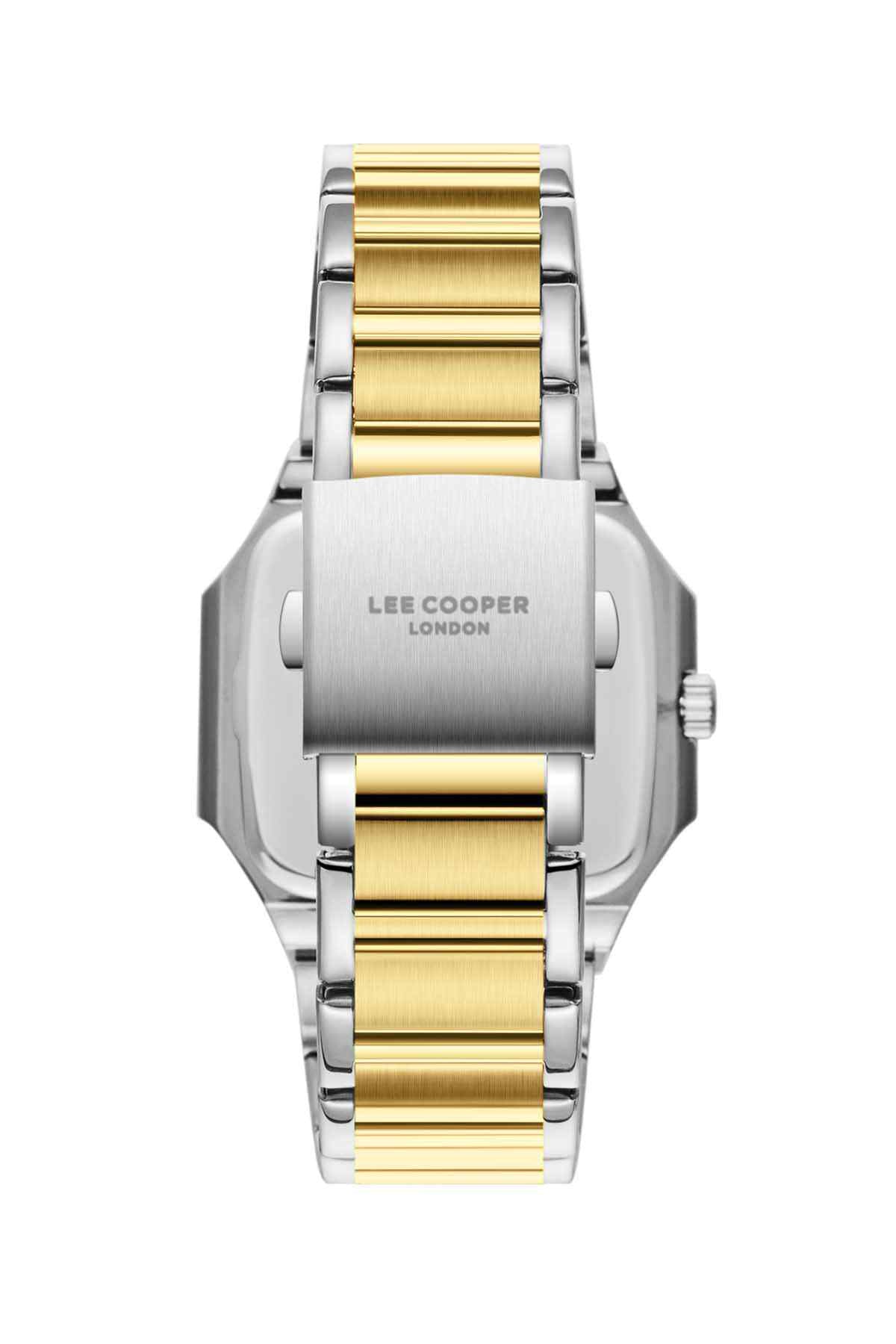 Two-tone wristwatch with silver case and gold center links