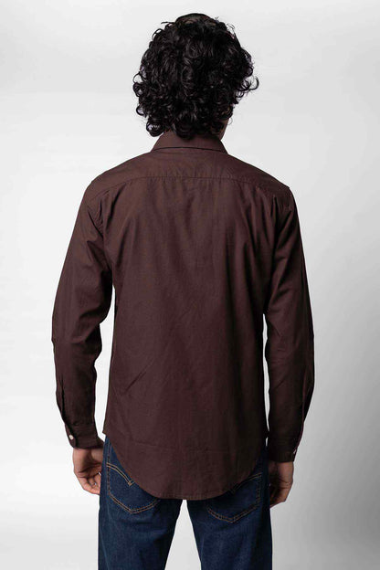 Levi's dark brown long-sleeve button-up shirt, back view